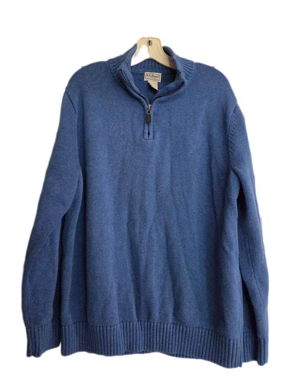 L.L.Bean Medium Blue 1/4 Zip Sweater 100% Cotton Fall Grandpacore Size XL